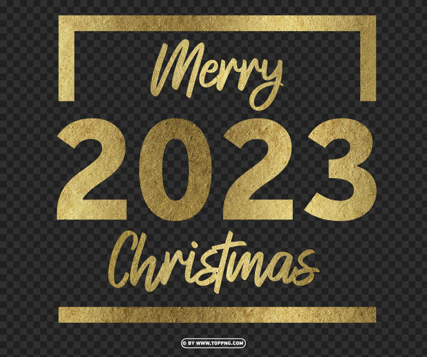 2023 Gold Merry Christmas Design PNG Transparent Background