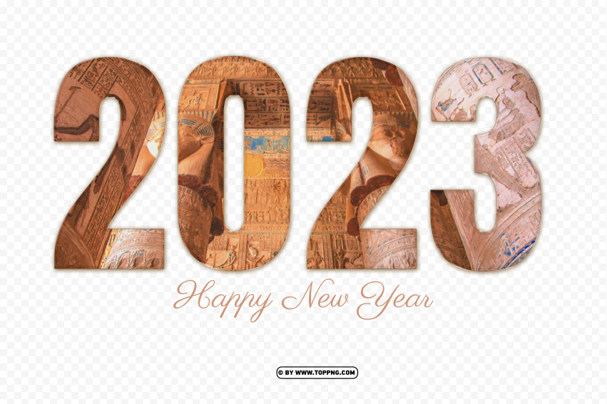 2023 Happy New Year Numbers With Pharaonic Design PNG Transparent Background