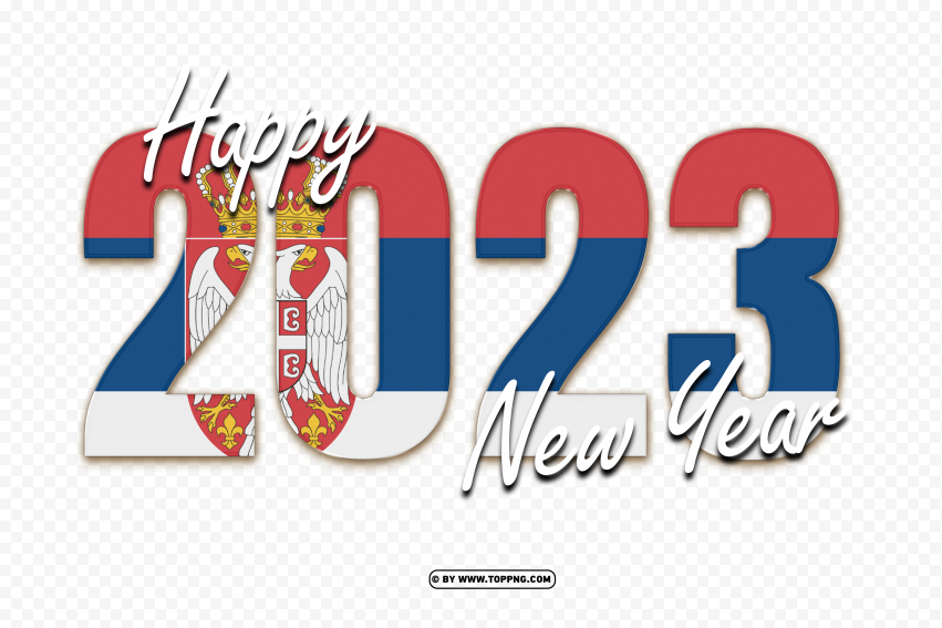 2023 Happy New Year Pattern With Serbia Flag PNG Transparent Background