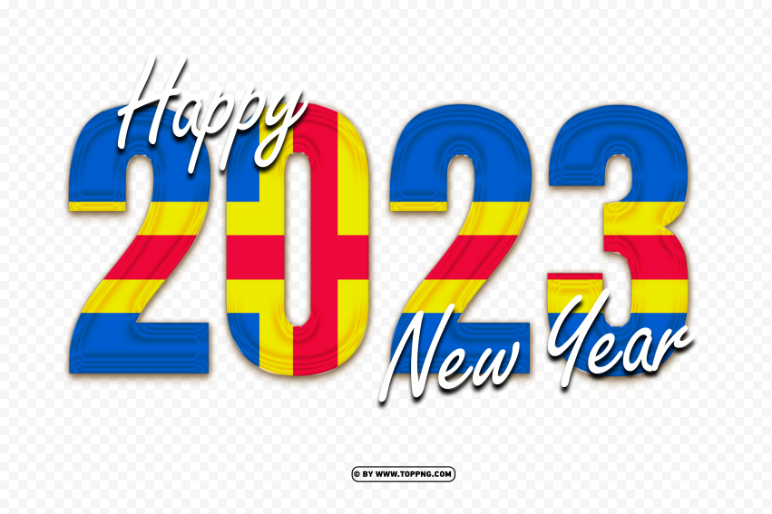 2023 Happy New Year With &aring;land Flag Design PNG Transparent Background