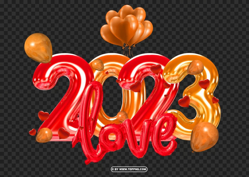 2023 Happy Valentines Day Design Gold And Red PNG Transparent Background