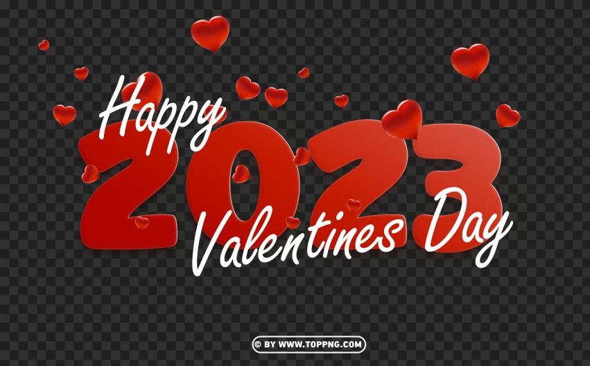 2023 Happy Valentines Day Design With Floating Hearts PNG Transparent Background