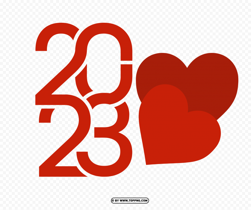 2023 Happy Valentines Day Design With Hearts Flat PNG Transparent Background