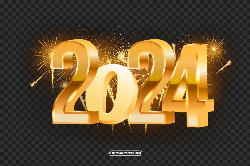 2024 Graphic Design Elevated With Firework Gold PNG Transparent Background