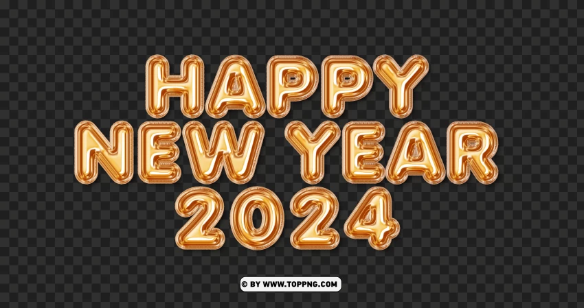 2024 Happy New Year Free PNG Transparent Background