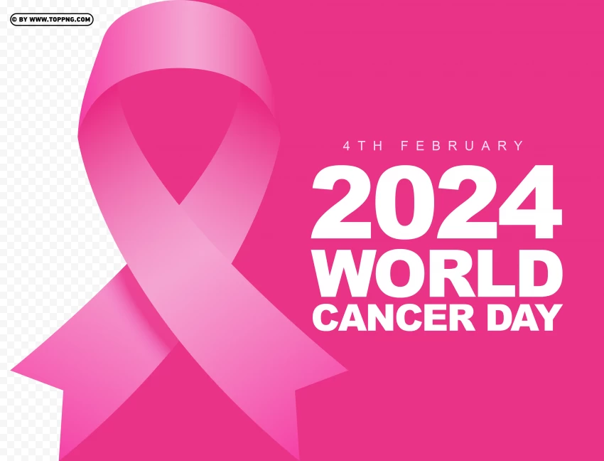 2024 World Cancer Day Pink Card Design PNG Transparent Background