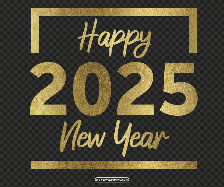 2025 Gold Happy New Year Design PNG Transparent Background