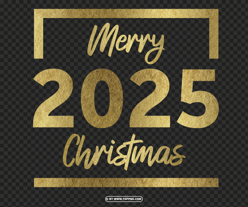 2025 Gold Merry Christmas Design PNG Transparent Background