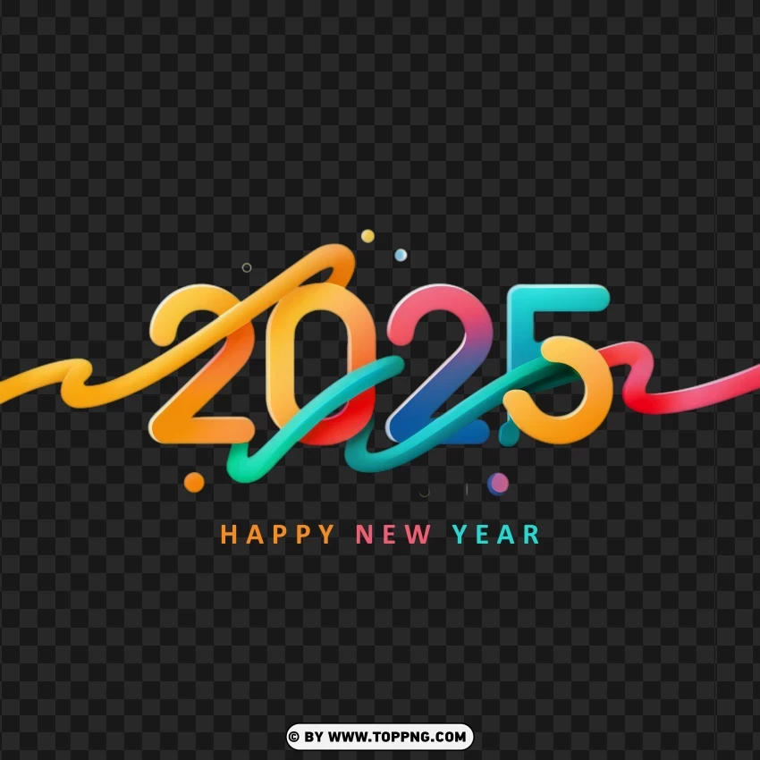 2025 Happy New Year With Vibrant Colorful Design PNG Transparent Background