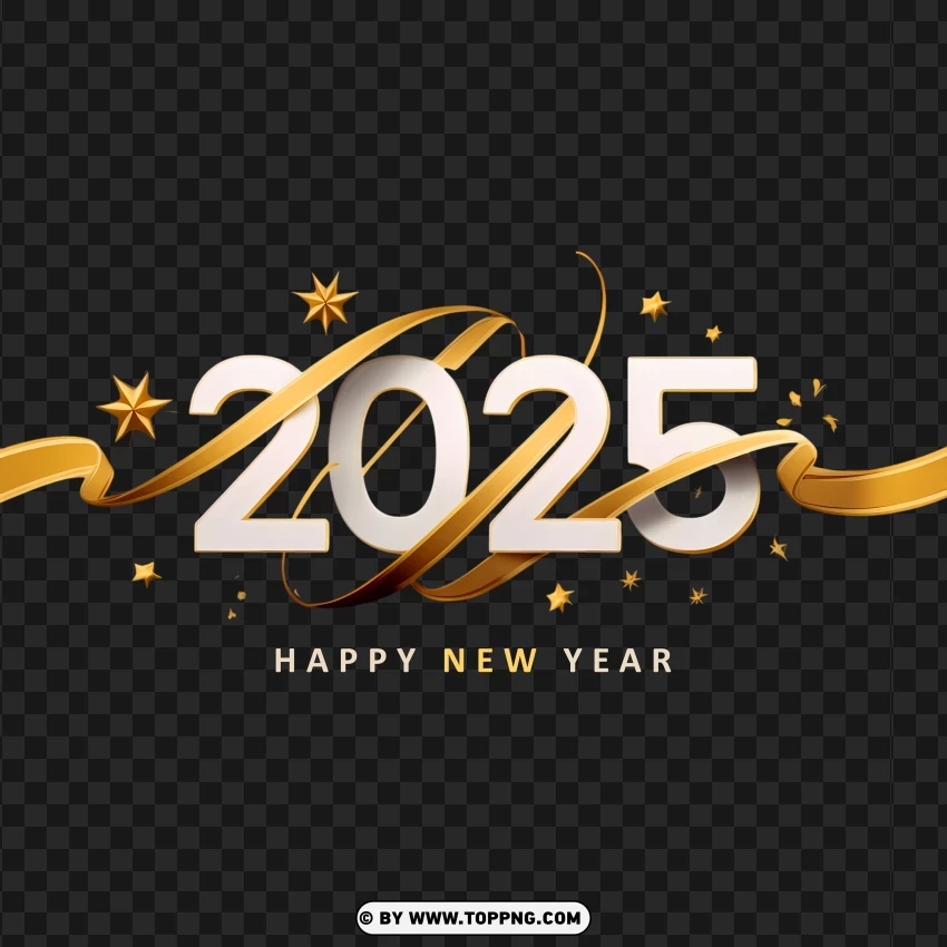 2025 Luxury Greeting Design Featuring Bold Gold And White PNG Transparent Background