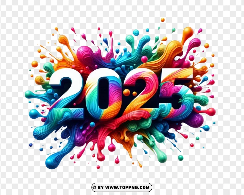 2025 ,New Year,Splash,3d, Number, Background, Celebration