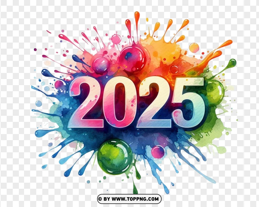 2025 ,New Year,Splash,3d, Number, Background, Celebration