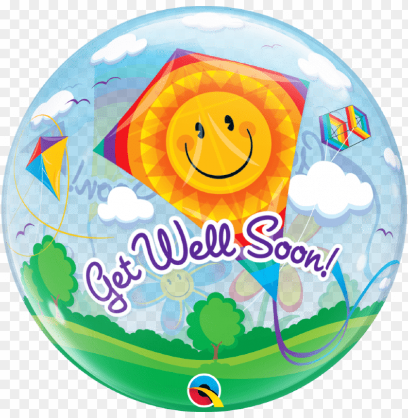 22 inch get well soon! kites bubble, kite