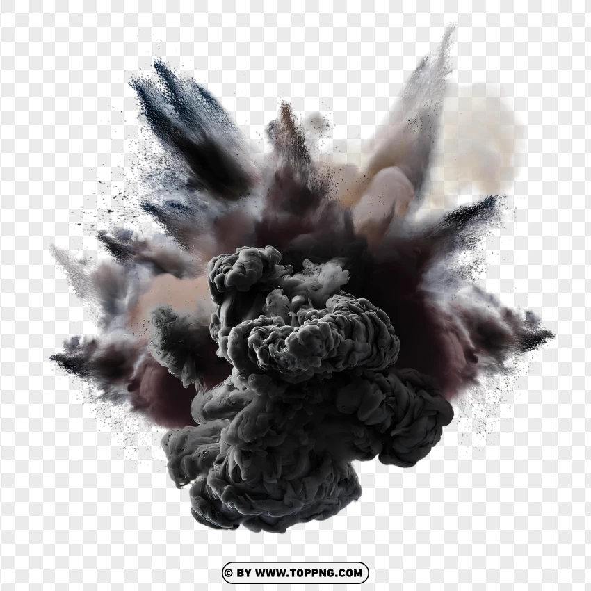 Abstract Black Smoke Cloud Explosion Effect PNG Transparent Background