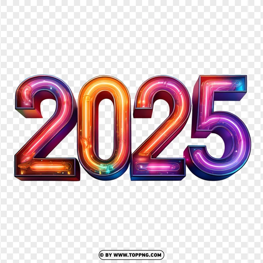 3d 2025 Design In Neon Gradient PNG Transparent Background