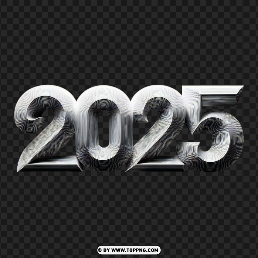 3d 2025 Lettering White Text Date Image PNG Transparent Background