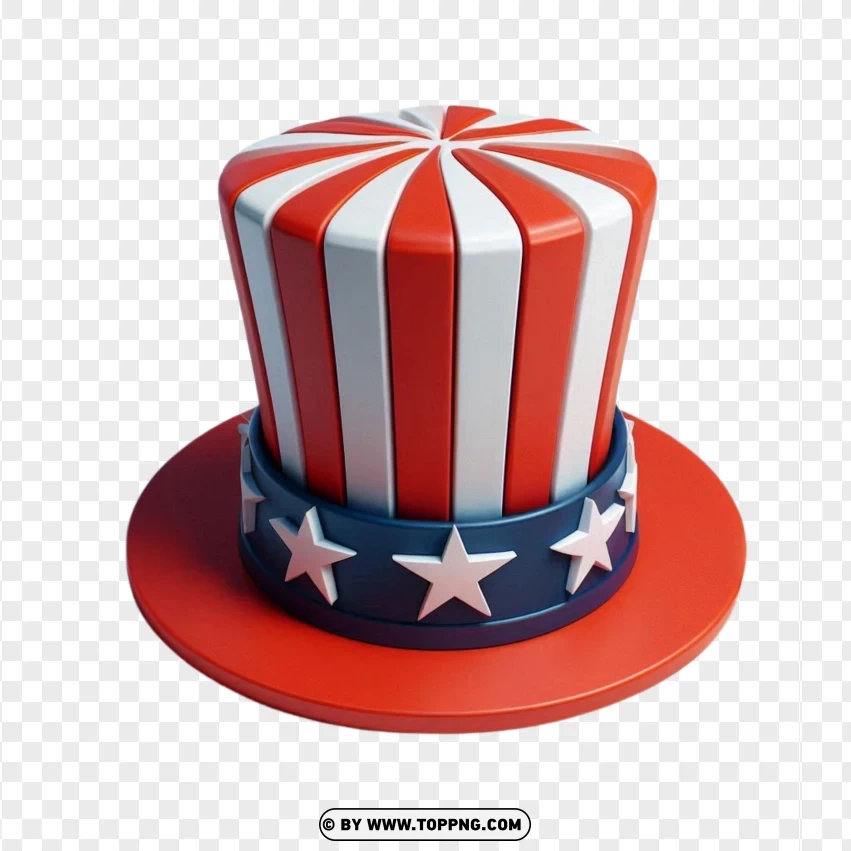 3d Classic Red White And Blue 4th Of July Hat PNG Transparent Background