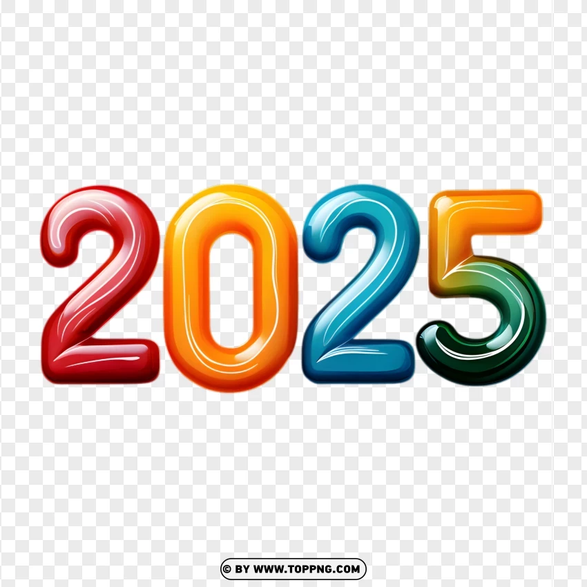 3d Colorful 2025 Text Design PNG Transparent Background