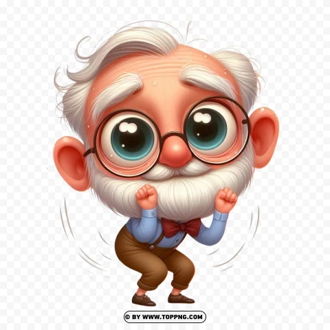 3d Dancing Old Man PNG Transparent Background