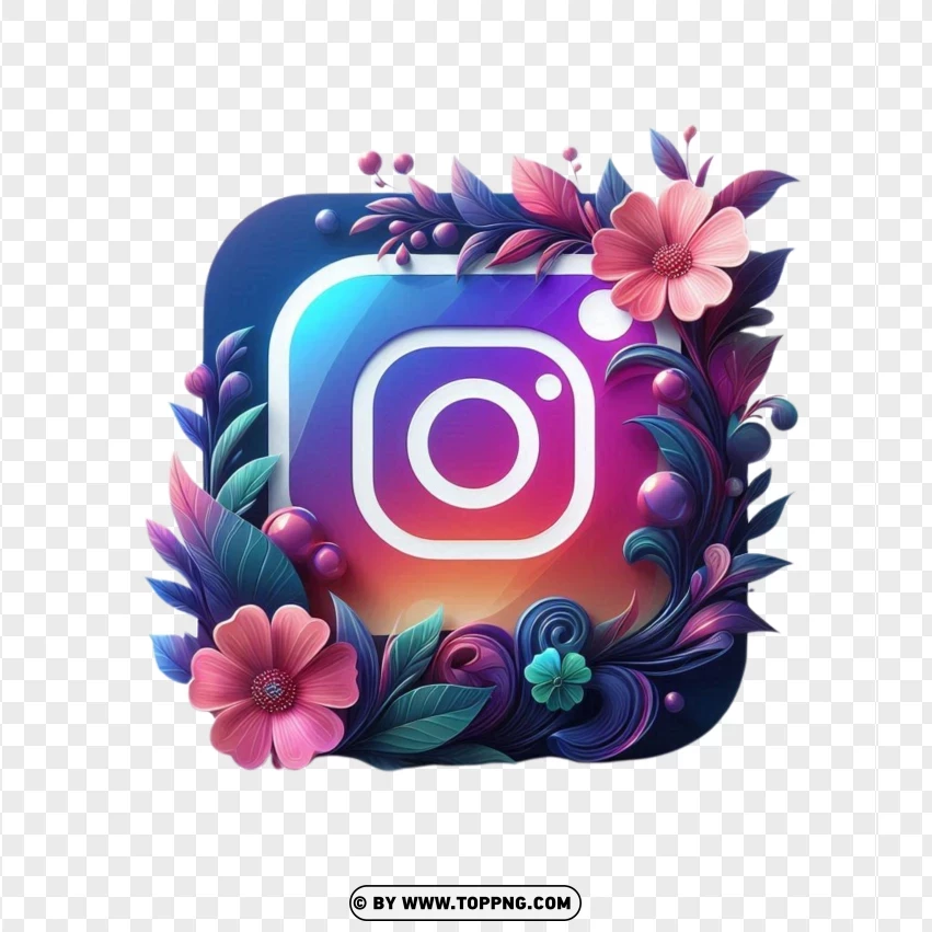 Instagram Logo,  Instagram icon,  Instagram Symbol,floral,flower,Icon, Vector