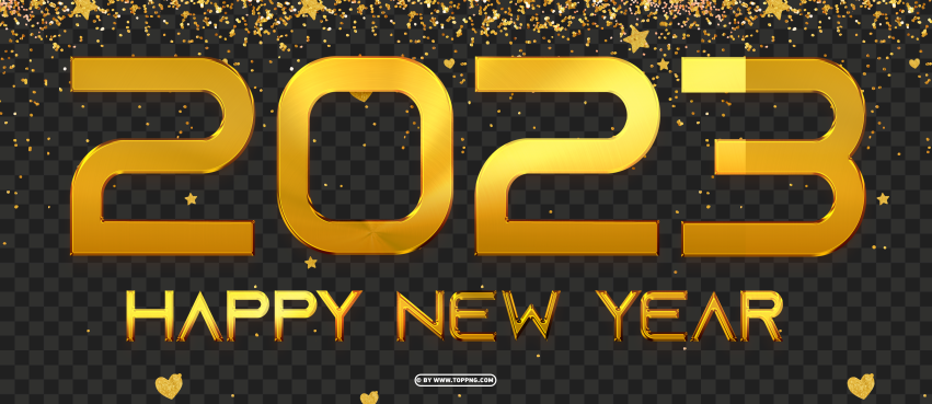 3d Gold 2023 And Confetti PNG Transparent Background