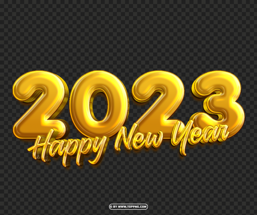 3d Gold New Year 2023 Elegant Design PNG Transparent Background