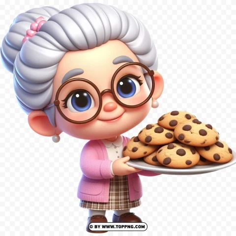 3D Old Woman,  3D character, cooking,character,   cartoon,   senior,   elderly