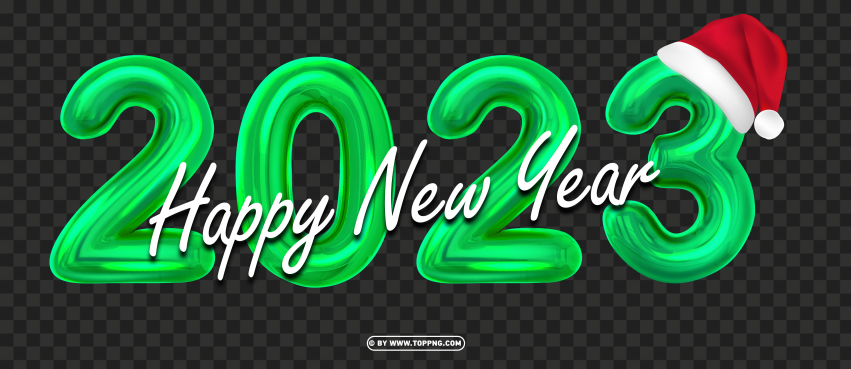 3d Green Numbers 2023 Happy New Year With Santa Hat PNG Transparent Background