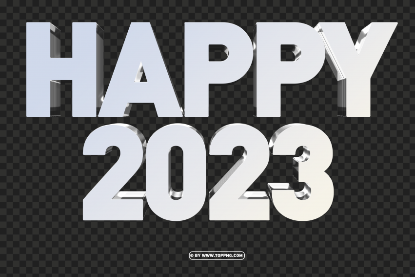 3d Happy 2023 Silver Elegant Design PNG Transparent Background