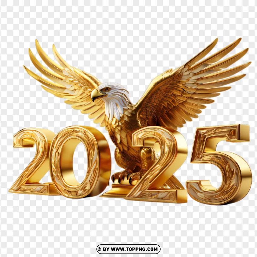 3d Gold Eagle And 2025 Happy New Year PNG Transparent Background