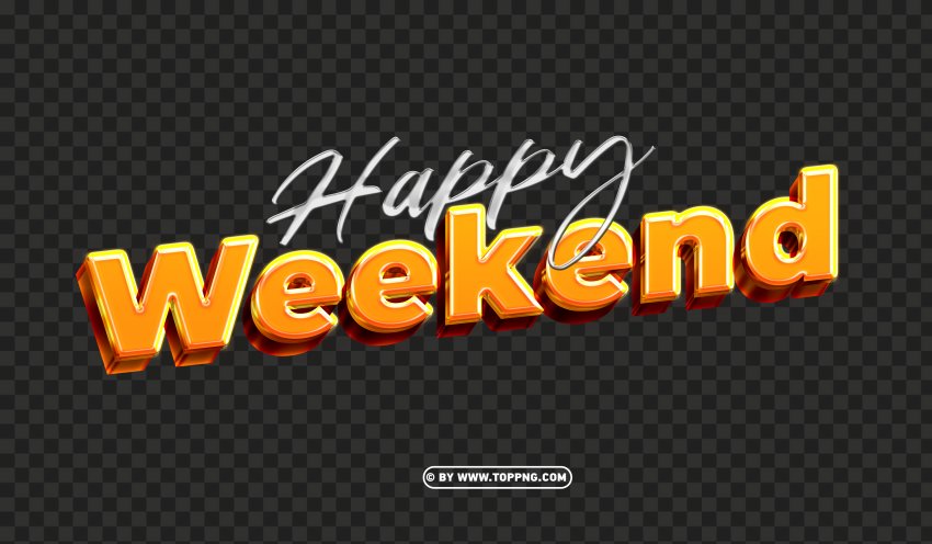 3D Happy Weekend PNG, weekend, happy, text, typography, graphic, clipart