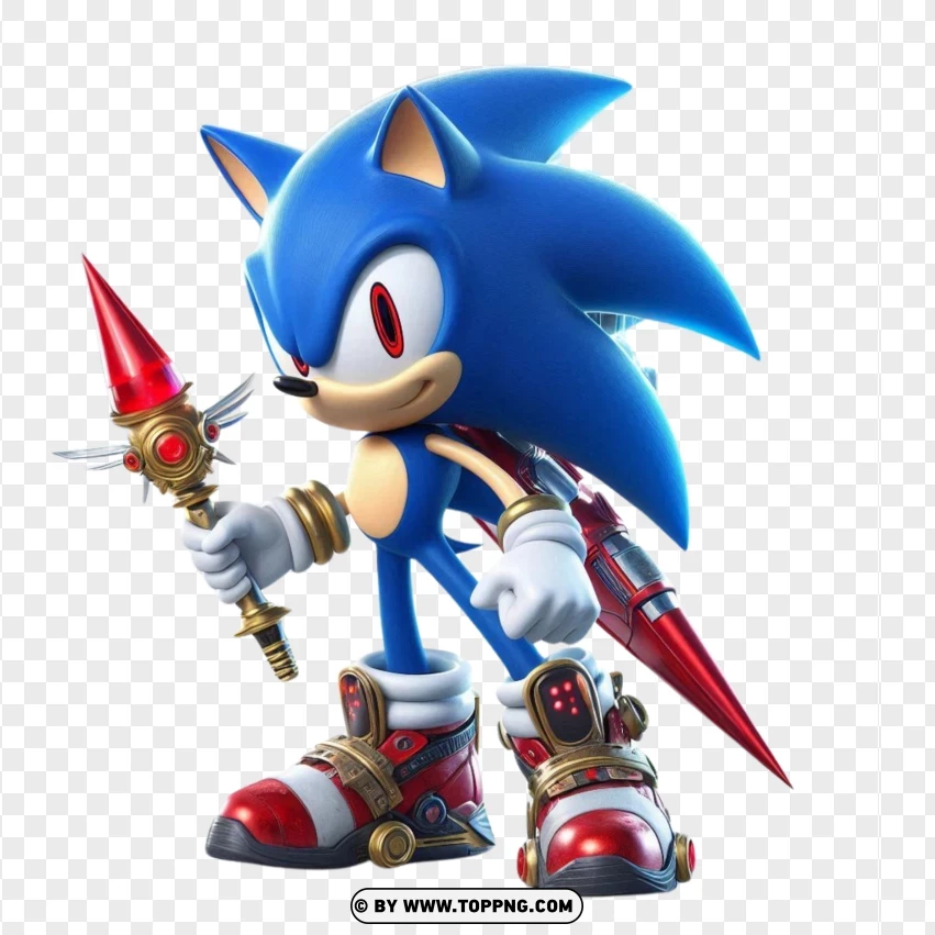 3d Heroic Sonic The Hedgehog With A Sword PNG Transparent Background