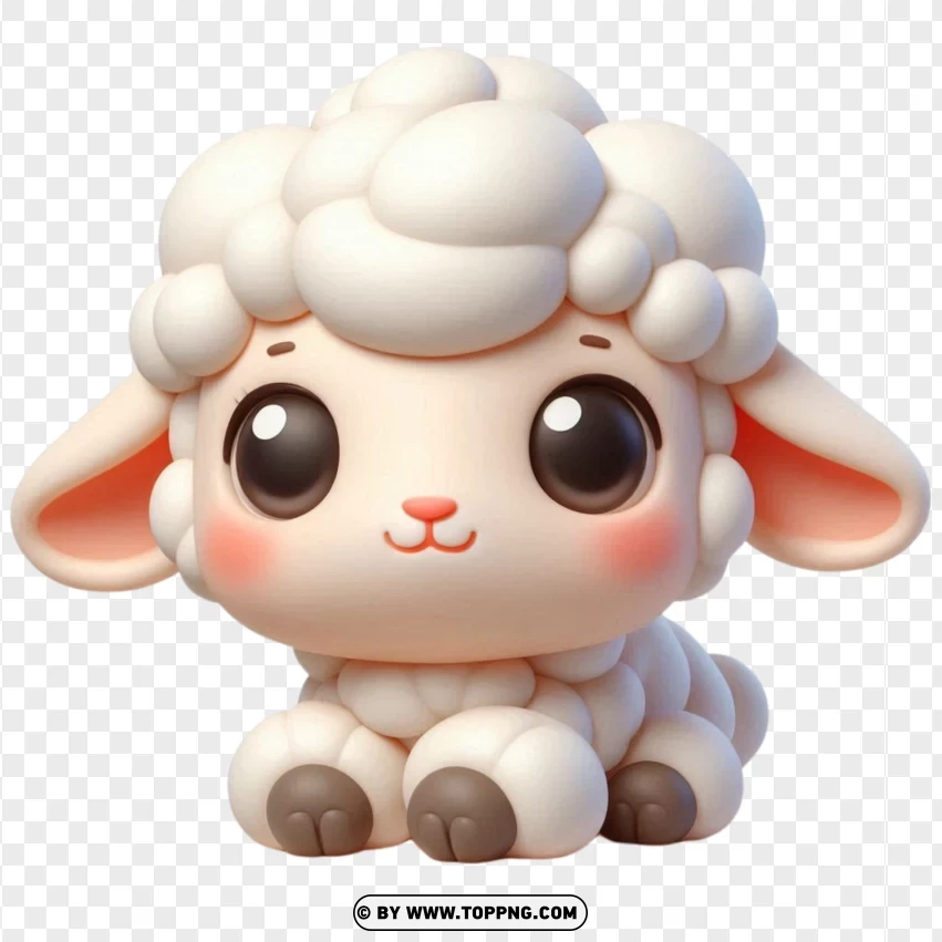 3d Cute Little Baby Sheep Lamb Cartoon Character PNG Transparent Background