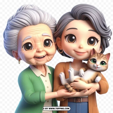 3D Old Woman,  3D character, family,character,   cartoon,   senior,   elderly