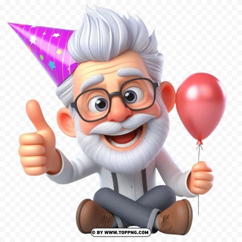 3D old man, 3D character,Birthday,character,  cartoon,  senior,  elderly