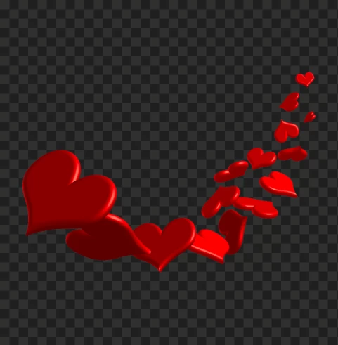 3d Red Floating Hearts Love Valentines PNG Transparent Background