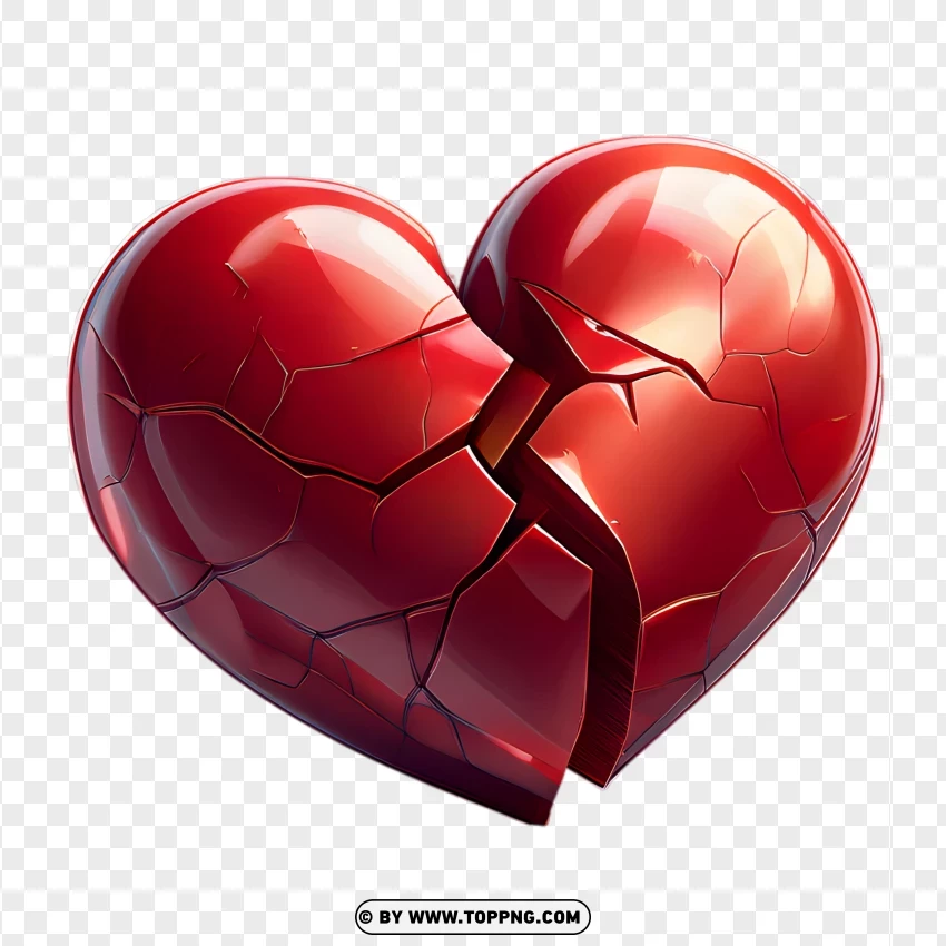 3d Severely Cracked Heart PNG Transparent Background