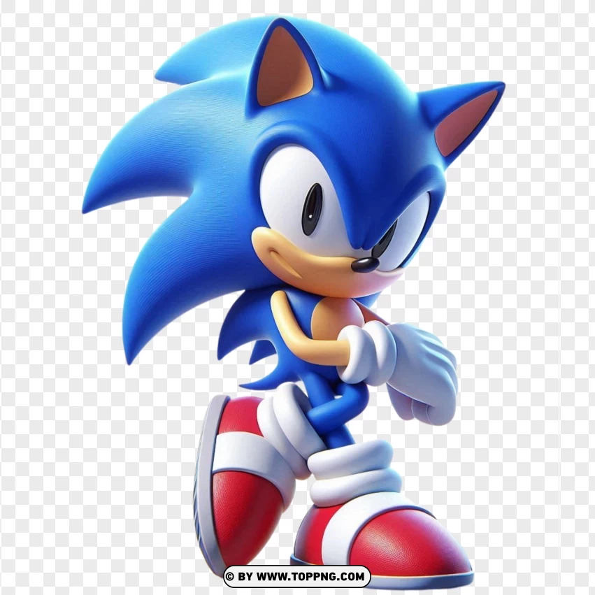 3d Sonic The Hedgehog Standing Confidently PNG Transparent Background