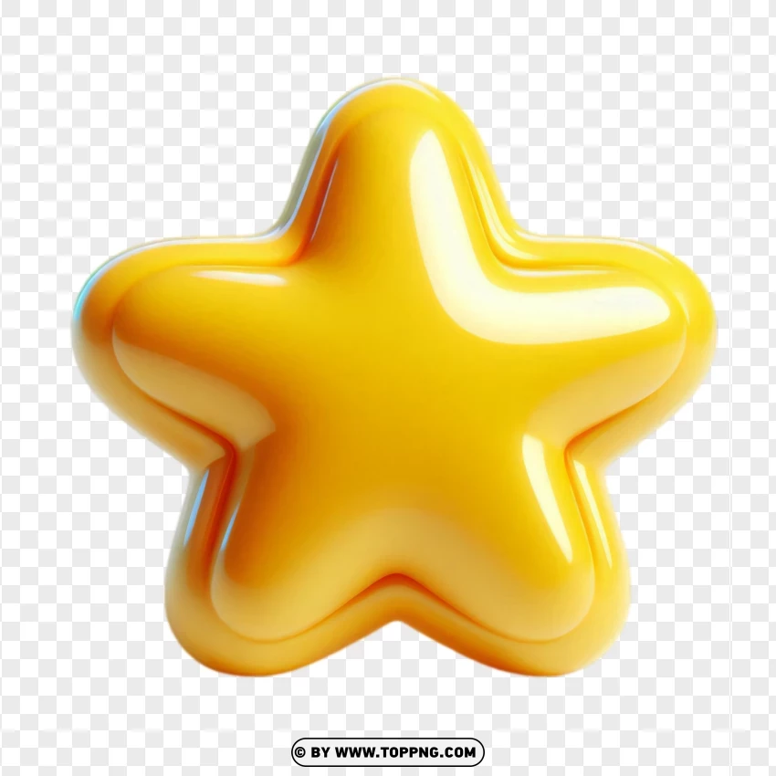 3d Yellow Star With Rounded PNG Transparent Background