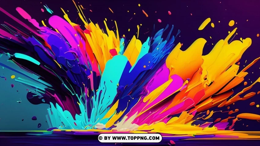 4k Artistic Brilliance Explosive Colors Painting PNG Transparent Background