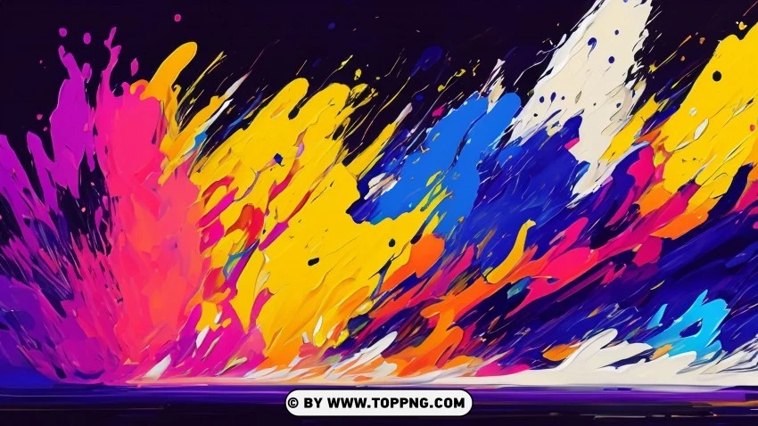 4k Canvas Expressive Colorful Painting PNG Transparent Background