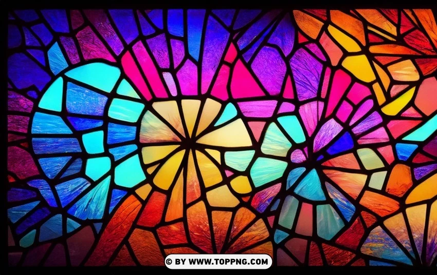 4k Color Splash Stained Glass Art Visual Masterpiece PNG Transparent Background