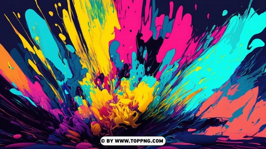 4k Splashing Colors Abstract Painting PNG Transparent Background