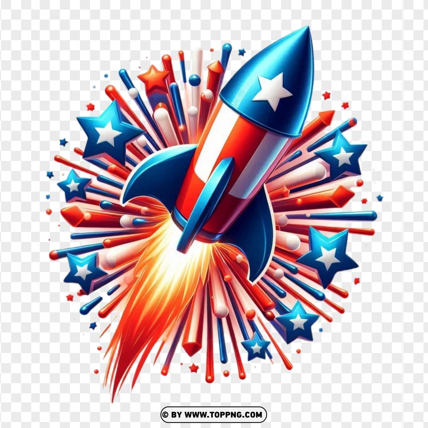 4th Of July Exploding Rocket Fireworks Logo Vector Icon Free On White PNG Transparent Background