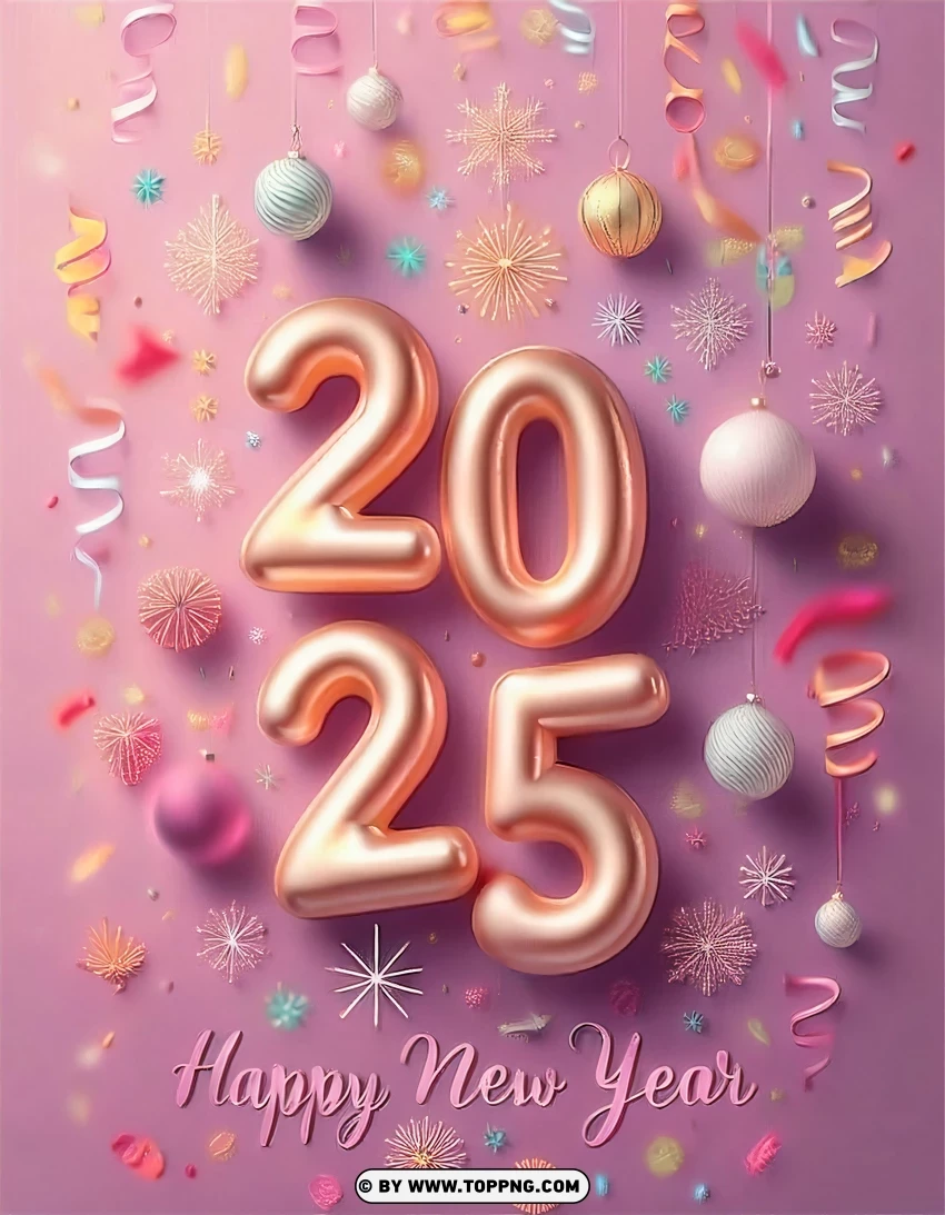 Elegant 2025 Celebration Card With Glitter PNG Transparent Background