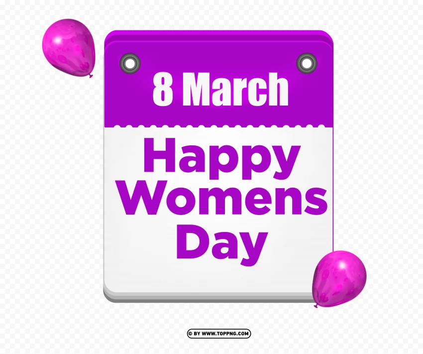 8 March Womens Day Holiday Calendar PNG Transparent Background