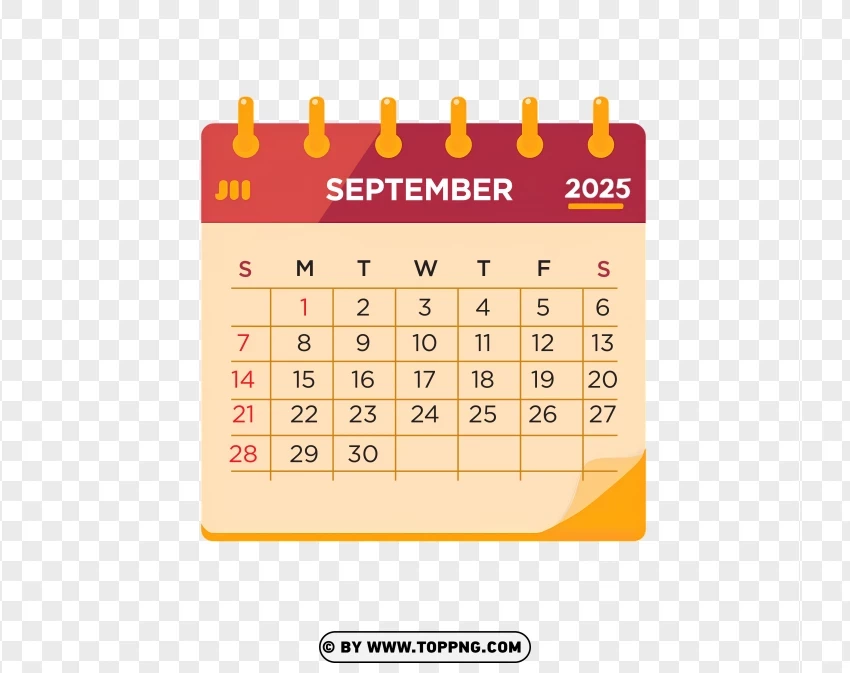 September 2025 Calendar PNG Transparent Background