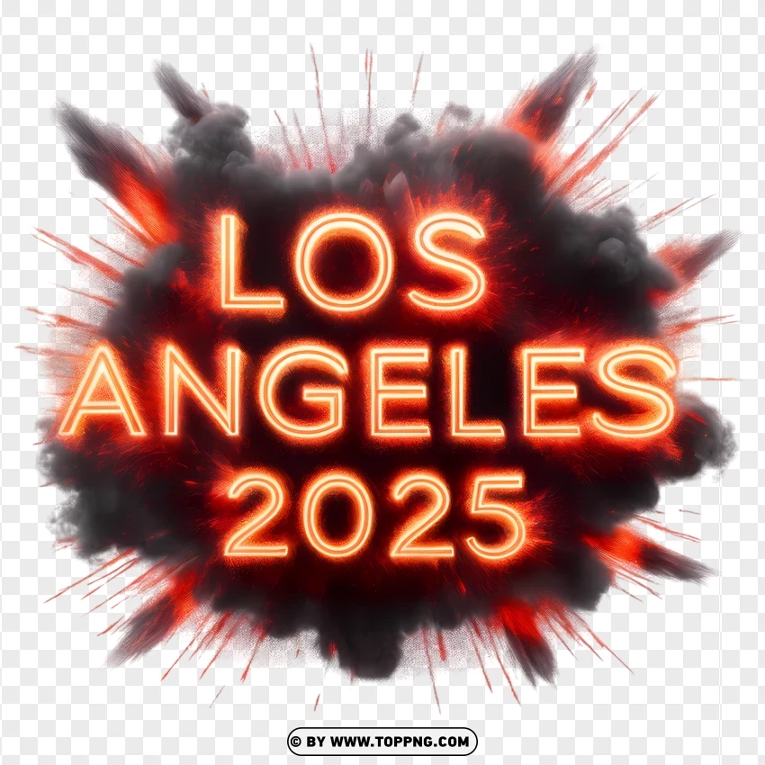 Los Angeles 2025 Text In Flaming Style PNG Transparent Background