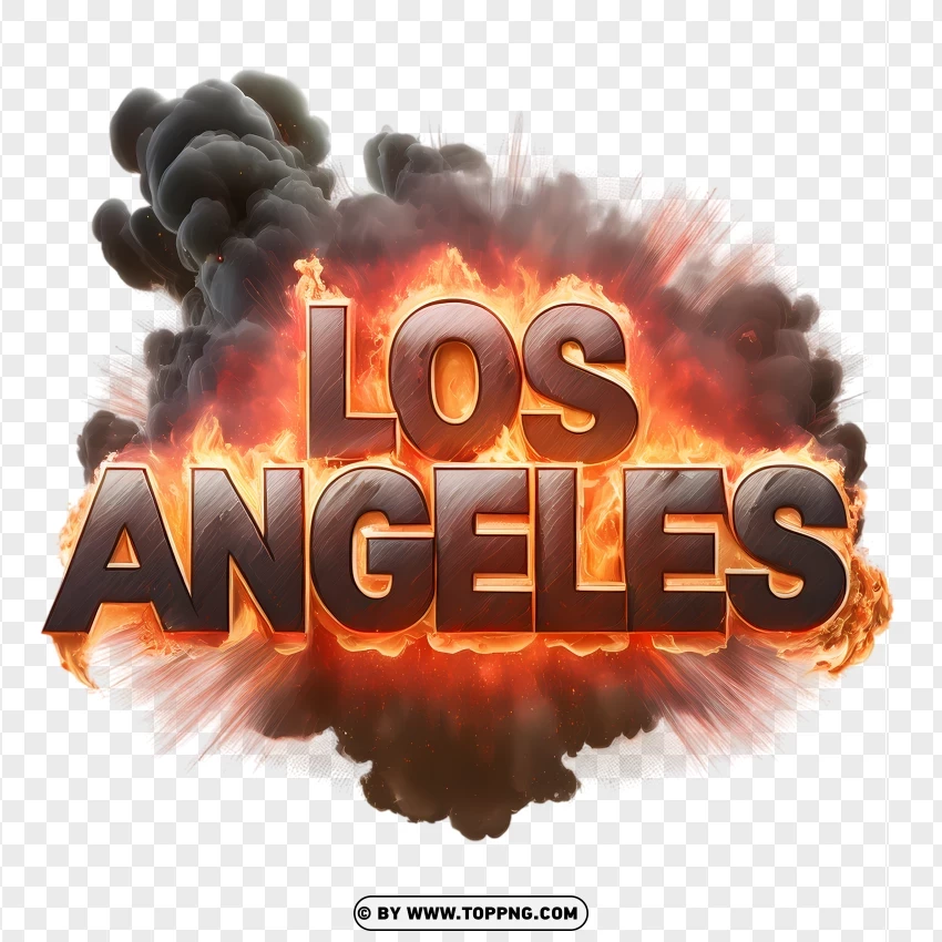 Los Angeles Fire And Smoke Typography PNG Transparent Background