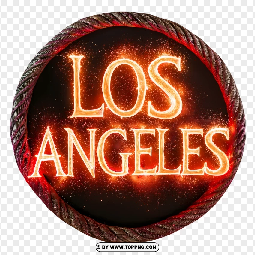 Los Angeles Bold Text In Fiery Frame PNG Transparent Background